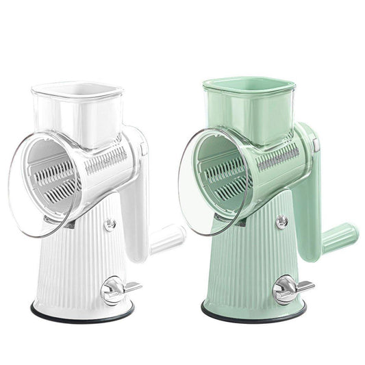 Multifunctional Vegetable Cutter Drum Slicer Kitchen Hand Cranked Grater Tool - White