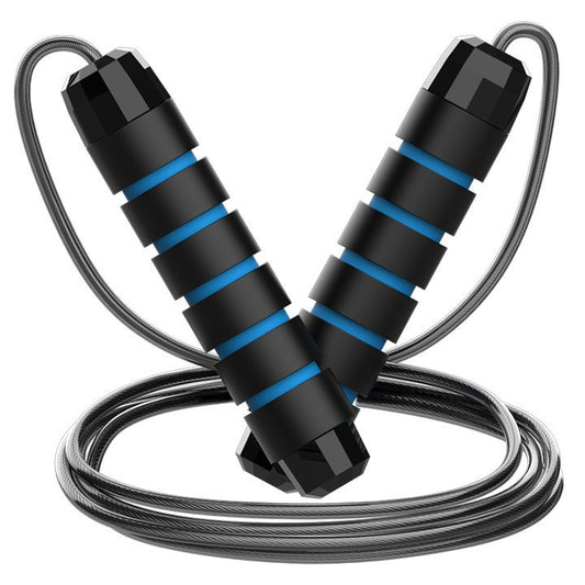 5 PCS Black-blue Adjustable Steel Wire Speed Jump Rope Set - Professional Fitness Rope with Ball Bearings for Cardio, Boxing & Workout